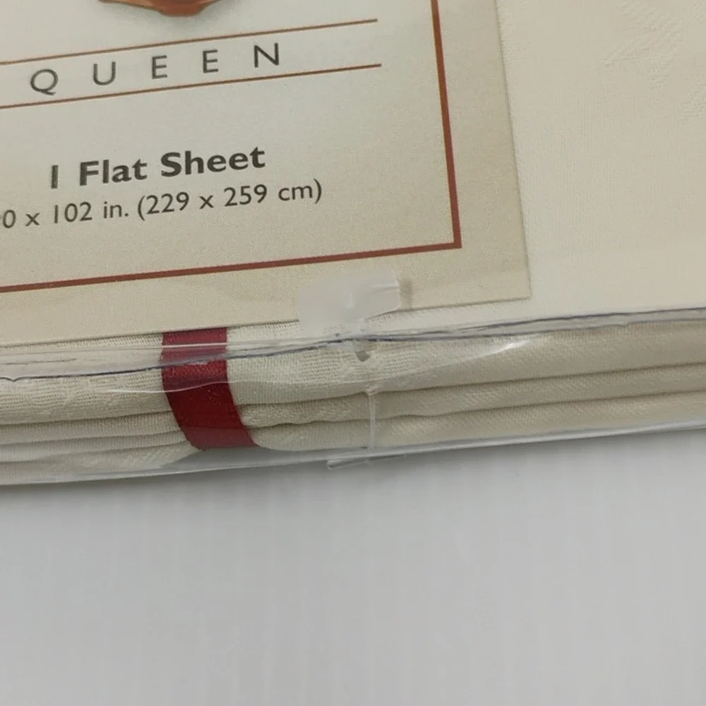 VERATEX Anniversary Jacquard Floral Ivory 350 TC 100% Cotton‎ Queen Flat Sheet